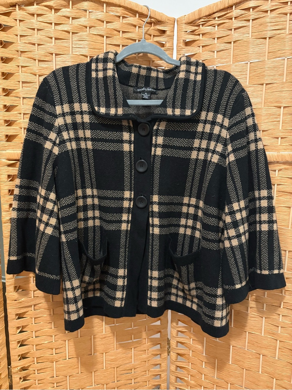 Vintage Plaid Button-Front Sweater